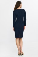 Sukienka z asymetryczną zakładką przy dekolcie S265 Navy - Nife - 42 Sukienka z asymetryczną zakładką przy dekolcie S265 Navy - Nife - 42