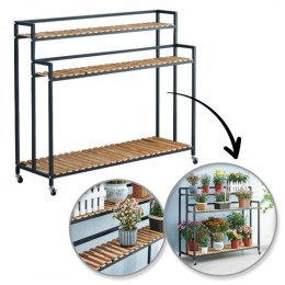 Blumenständer, Bücherregal, 3-stufiger Blumenständer, 100 x 40 x 102cm, schwarz SZ42