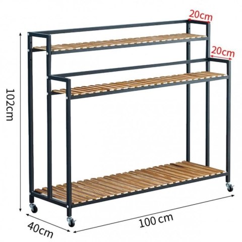 Blumenständer, Bücherregal, 3-stufiger Blumenständer, 100 x 40 x 102cm, schwarz SZ42 Blumenständer, Bücherregal, 3-stufiger Blumenständer, 100 x 40 x 102cm, schwarz SZ42