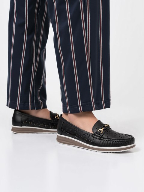 Damskie Mokasyny LENA BLACK - Ażurowa Elegancja i Komfort na Co Dzień - 38 Damskie Mokasyny LENA BLACK - Ażurowa Elegancja i Komfort na Co Dzień - 38