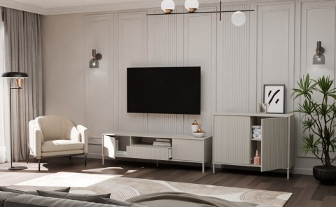 Komoda KAMARO 2D SLIM KASZMIR Lamele Front Ryflowany Komoda KAMARO 2D SLIM KASZMIR Lamele Front Ryflowany