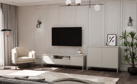 Komoda KAMARO 2D SLIM KASZMIR Lamele Front Ryflowany Komoda KAMARO 2D SLIM KASZMIR Lamele Front Ryflowany