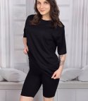 Komplet bawełniany t-shirt koszulka + krótkie legginsy SPIREL (Czarny) Komplet bawełniany t-shirt koszulka + krótkie legginsy SPIREL (Czarny)