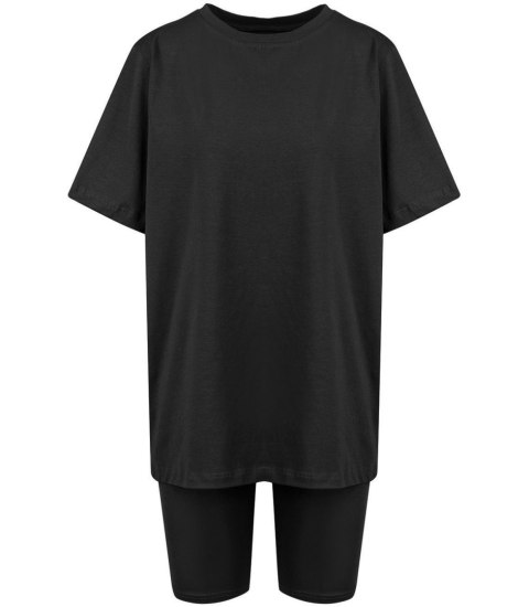 Komplet bawełniany t-shirt koszulka + krótkie legginsy SPIREL (Czarny) Komplet bawełniany t-shirt koszulka + krótkie legginsy SPIREL (Czarny)