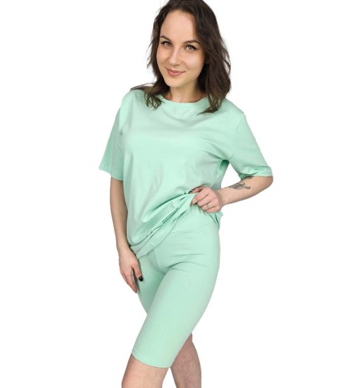 Komplet bawełniany t-shirt koszulka + krótkie legginsy SPIREL (Zielony)