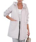 Wiosenny płaszcz damski oversize z kapturem i kieszeniami Emilia (Beżowy) Wiosenny płaszcz damski oversize z kapturem i kieszeniami Emilia (Beżowy)