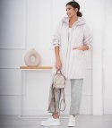 Wiosenny płaszcz damski oversize z kapturem i kieszeniami Emilia (Beżowy) Wiosenny płaszcz damski oversize z kapturem i kieszeniami Emilia (Beżowy)