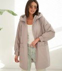 Wiosenny płaszcz damski oversize z kapturem i kieszeniami Emilia (Beżowy) Wiosenny płaszcz damski oversize z kapturem i kieszeniami Emilia (Beżowy)
