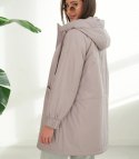 Wiosenny płaszcz damski oversize z kapturem i kieszeniami Emilia (Beżowy) Wiosenny płaszcz damski oversize z kapturem i kieszeniami Emilia (Beżowy)