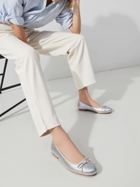 Damskie Baleriny ELVINA - SILVER - 38