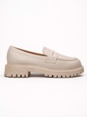 Damskie Mokasyny LAURA BEIGE - Minimalistyczna Elegancja z Masywną Podeszwą - 39 Damskie Mokasyny LAURA BEIGE - Minimalistyczna Elegancja z Masywną Podeszwą - 39