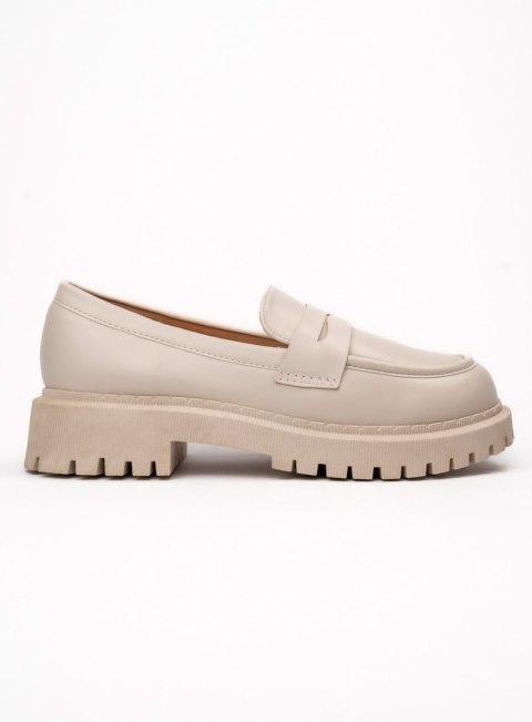 Damskie Mokasyny LAURA BEIGE - Minimalistyczna Elegancja z Masywną Podeszwą - 39 Damskie Mokasyny LAURA BEIGE - Minimalistyczna Elegancja z Masywną Podeszwą - 39