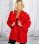 Marynarka oversize z odpinaną różą i marszczonymi rękawami ROSA (Czerwony)