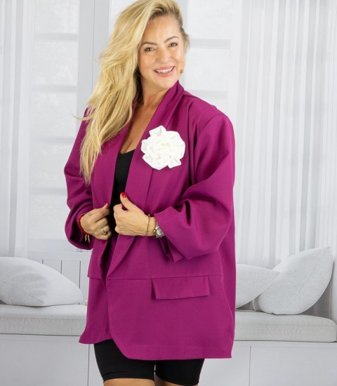 Marynarka oversize z odpinaną różą i marszczonymi rękawami ROSA (Fioletowy) Marynarka oversize z odpinaną różą i marszczonymi rękawami ROSA (Fioletowy)