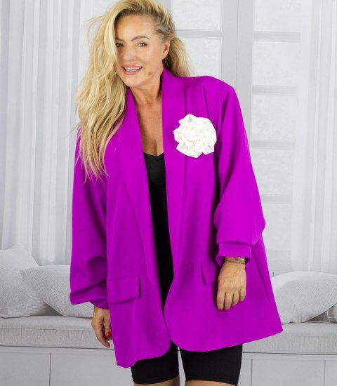 Marynarka oversize z odpinaną różą i marszczonymi rękawami ROSA (Fioletowy) Marynarka oversize z odpinaną różą i marszczonymi rękawami ROSA (Fioletowy)