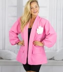 Marynarka oversize z odpinaną różą i marszczonymi rękawami ROSA (Różowy)