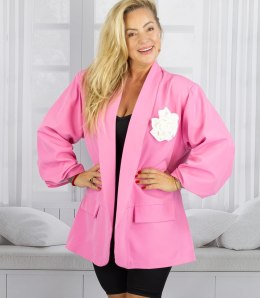 Marynarka oversize z odpinaną różą i marszczonymi rękawami ROSA (Różowy)