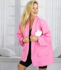 Marynarka oversize z odpinaną różą i marszczonymi rękawami ROSA (Różowy)