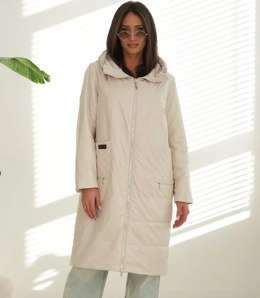 Modny płaszcz damski oversize - dwustronny, na wiosnę i jesień ELIZA (Beżowy)
