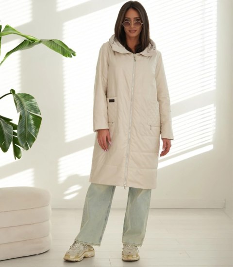 Modny płaszcz damski oversize - dwustronny, na wiosnę i jesień ELIZA (Beżowy) Modny płaszcz damski oversize - dwustronny, na wiosnę i jesień ELIZA (Beżowy)