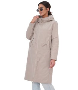 Modny płaszcz damski oversize - dwustronny, na wiosnę i jesień ELIZA (Beżowy)