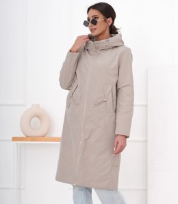 Modny płaszcz damski oversize - dwustronny, na wiosnę i jesień ELIZA (Beżowy)