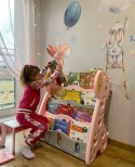 Regał na książki półka szafka organizer pokój dziecięcy żyrafka różowy Z33R Regał na książki półka szafka organizer pokój dziecięcy żyrafka różowy Z33R