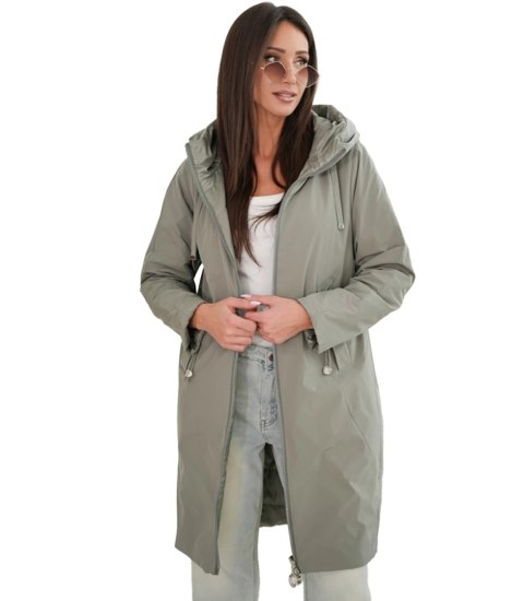 Damski płaszcz SARA - dwustronny, oversize, kaptur, wiosenny, ocieplany (Zielony) Damski płaszcz SARA - dwustronny, oversize, kaptur, wiosenny, ocieplany (Zielony)