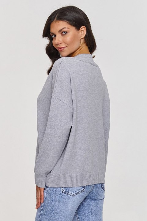 Sweter Damski Model S158 Grey Melange - Makadamia - uniwersalny Sweter Damski Model S158 Grey Melange - Makadamia - uniwersalny