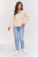 Sweter Damski Model S158 Light Beige - Makadamia - uniwersalny Sweter Damski Model S158 Light Beige - Makadamia - uniwersalny