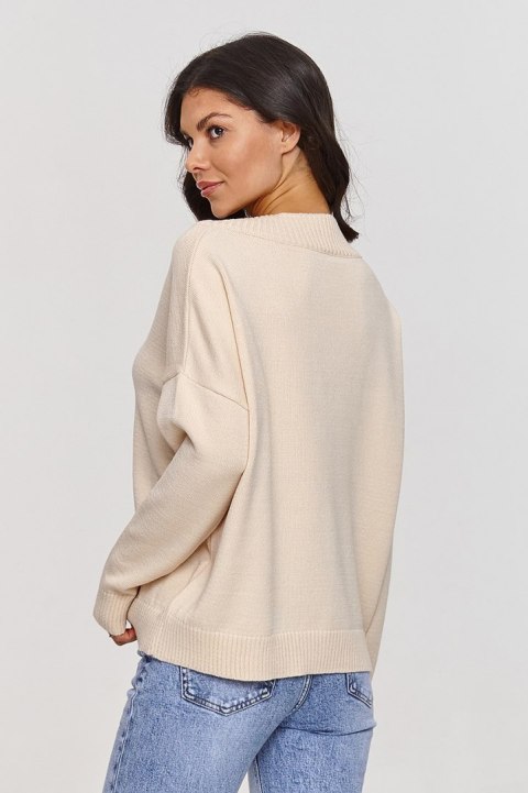 Sweter Damski Model S158 Light Beige - Makadamia - uniwersalny Sweter Damski Model S158 Light Beige - Makadamia - uniwersalny