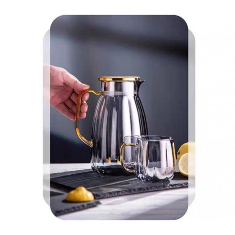 Set - 1600-ml-Krug mit gewellten Wänden und Deckel + 2 350-ml-Gläser - DZ07 Set - 1600-ml-Krug mit gewellten Wänden und Deckel + 2 350-ml-Gläser - DZ07