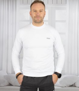 Męska bluza sportowa bez kaptura z małym odblaskiem (Biały)