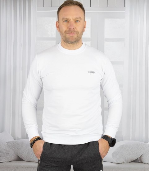 Męska bluza sportowa bez kaptura z małym odblaskiem (Biały) Męska bluza sportowa bez kaptura z małym odblaskiem (Biały)