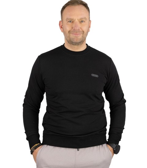 Męska bluza sportowa bez kaptura z małym odblaskiem (Czarny)