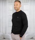 Męska bluza sportowa bez kaptura z małym odblaskiem (Czarny)