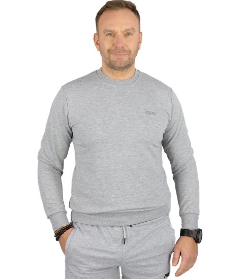 Męska bluza sportowa bez kaptura z małym odblaskiem (Szary)
