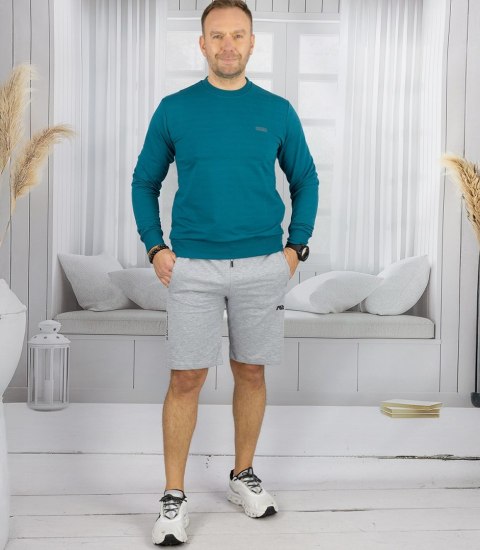 Męska bluza sportowa bez kaptura z małym odblaskiem (Zielony) Męska bluza sportowa bez kaptura z małym odblaskiem (Zielony)