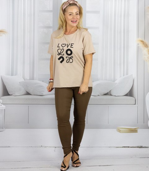 T-shit bluzka koszulka z wyszywanym napisem LOVE (Beżowy) T-shit bluzka koszulka z wyszywanym napisem LOVE (Beżowy)