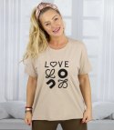 T-shit bluzka koszulka z wyszywanym napisem LOVE (Beżowy) T-shit bluzka koszulka z wyszywanym napisem LOVE (Beżowy)