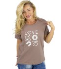 T-shit bluzka koszulka z wyszywanym napisem LOVE (Brązowy) T-shit bluzka koszulka z wyszywanym napisem LOVE (Brązowy)