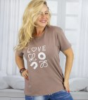T-shit bluzka koszulka z wyszywanym napisem LOVE (Brązowy) T-shit bluzka koszulka z wyszywanym napisem LOVE (Brązowy)