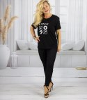 T-shit bluzka koszulka z wyszywanym napisem LOVE (Czarny)