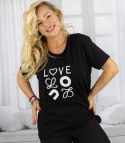 T-shit bluzka koszulka z wyszywanym napisem LOVE (Czarny)