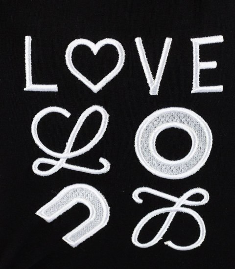T-shit bluzka koszulka z wyszywanym napisem LOVE (Czarny)