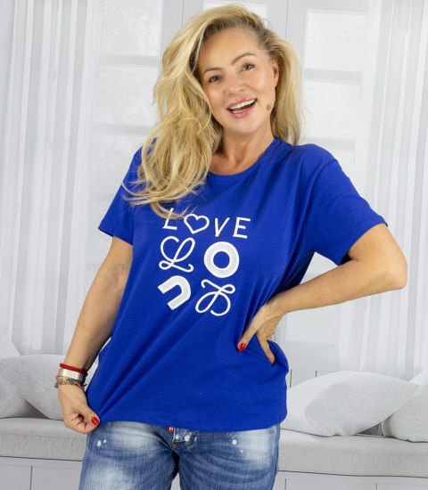 T-shit bluzka koszulka z wyszywanym napisem LOVE (Niebieski) T-shit bluzka koszulka z wyszywanym napisem LOVE (Niebieski)