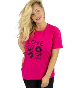 T-shit bluzka koszulka z wyszywanym napisem LOVE (Różowy)