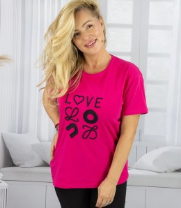 T-shit bluzka koszulka z wyszywanym napisem LOVE (Różowy)