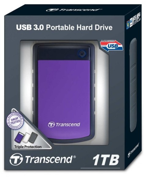 Dysk zewnętrzny HDD TRANSCEND StoreJet 25H3P (1TB /Czarno-fioletowy ) Dysk zewnętrzny HDD TRANSCEND StoreJet 25H3P (1TB /Czarno-fioletowy )