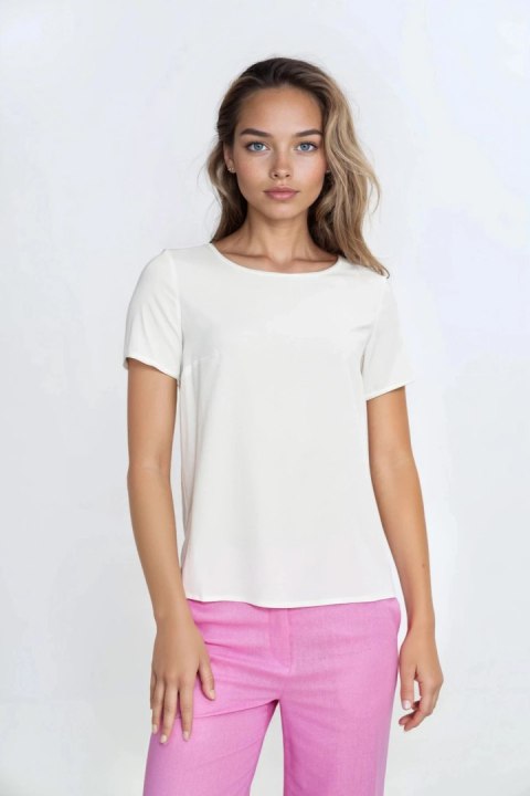 Bluzka basic z krótkim rękawem B193 Ecru - Nife - 36